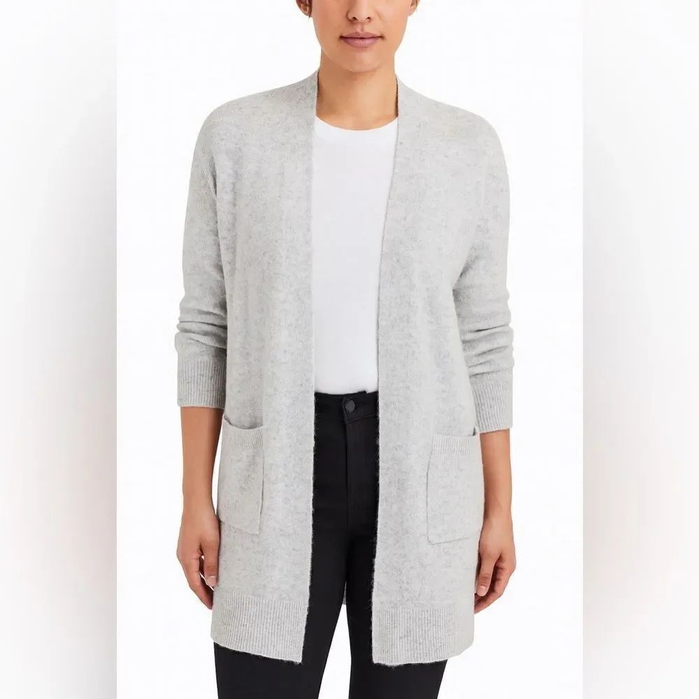 Halogen Cashmere Cardigan (gray/beige blend)